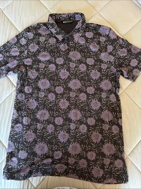 Purple and black golf polo